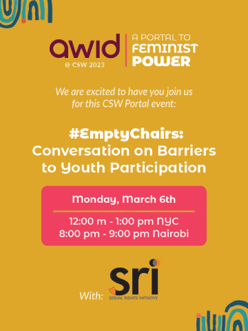 Poster for #EmptyChairs: Conversation on barriers to youth participation